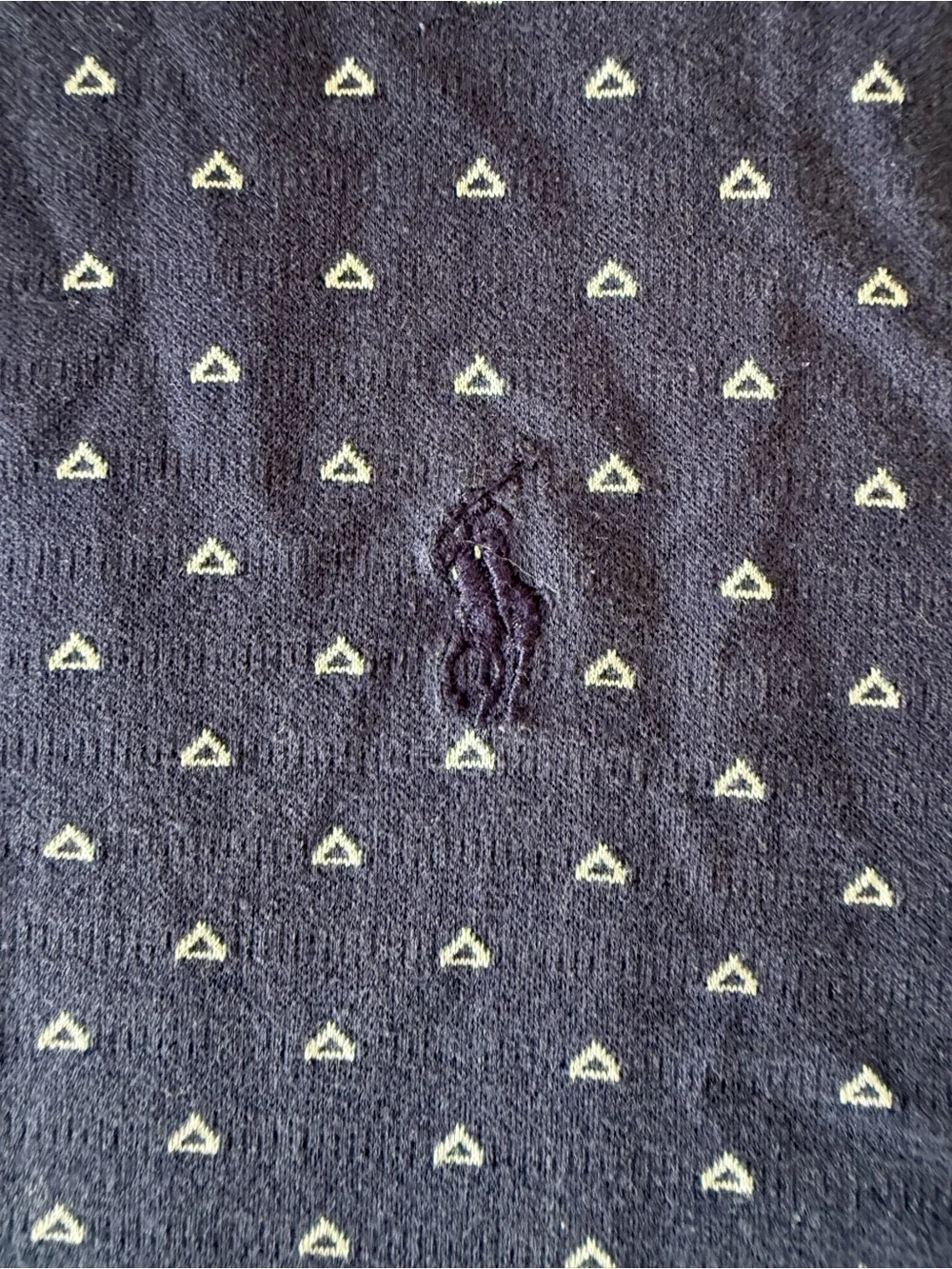 Ralph Lauren Navy Polo with White Micro Triangle Print